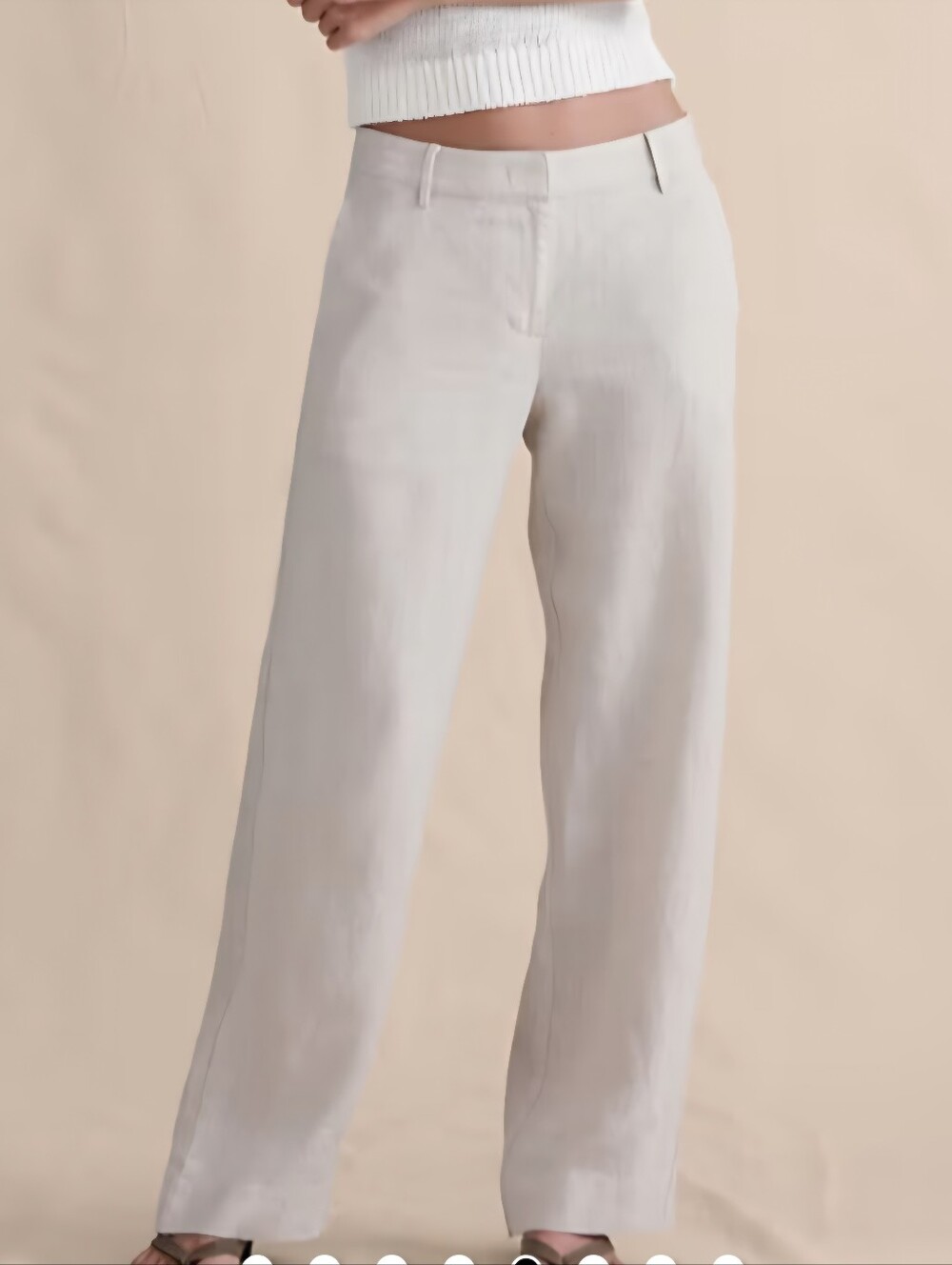 NWT Banana Republic The Everyday Wide Leg Linen Pant Sz Medium Nautral $140 MSRP